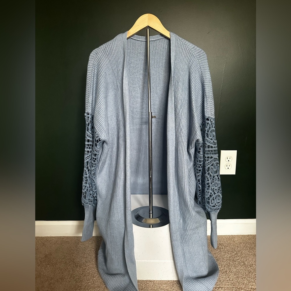 Light Blue Cardigan with Cut Out Sleeves 2XL